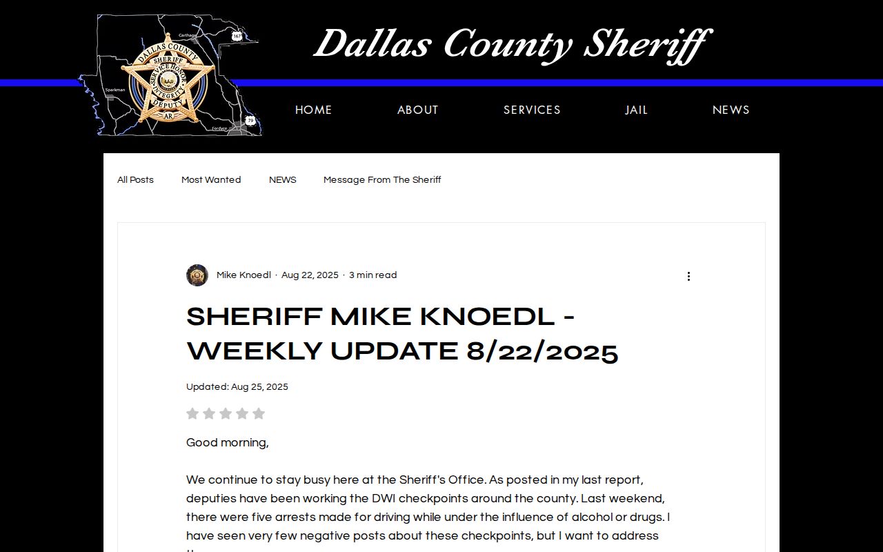Dallas County crime news official sheriff checkpoint update