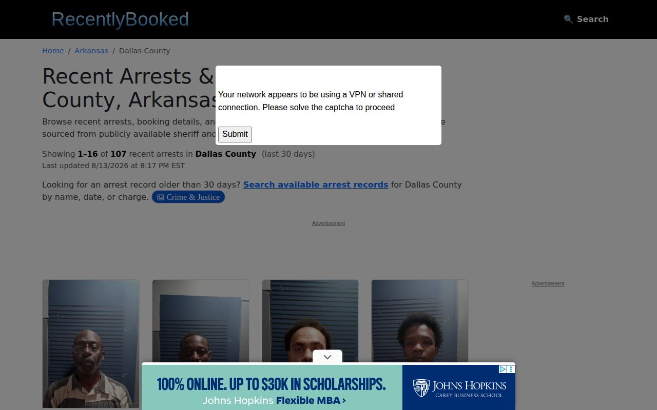 Dallas County private crime news and mugshot aggregator page
