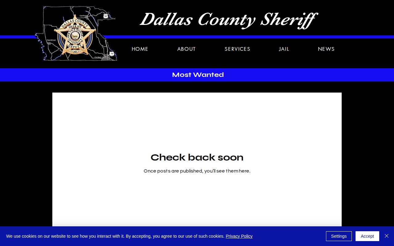 Dallas County most wanted fugitives official page empty state